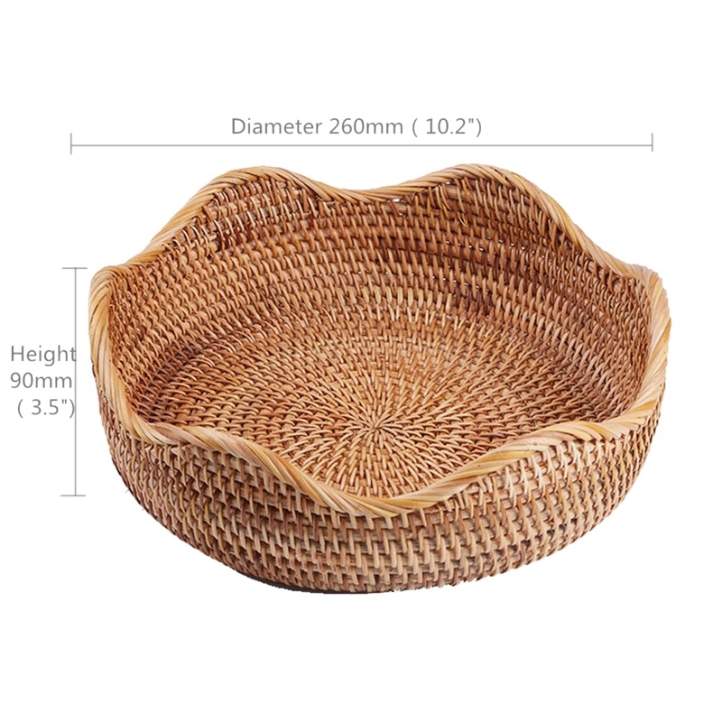 Oval Wicker Woven Basket Bread Basket Serving Basket,10.2Inch Storage Basket for Food Fruit Cosmetic Storage Tabletop and Bathro