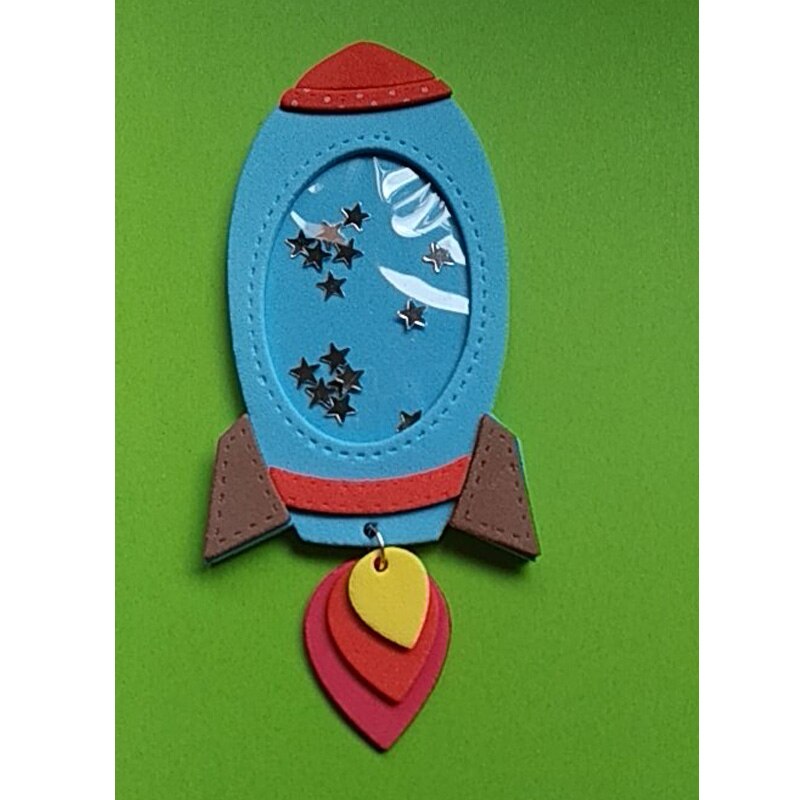 Metal Cutting Dies Space Rocket Shaking Frame Dies Scrapbooking Stamps Stencil Die Cut Craft Album Card Making