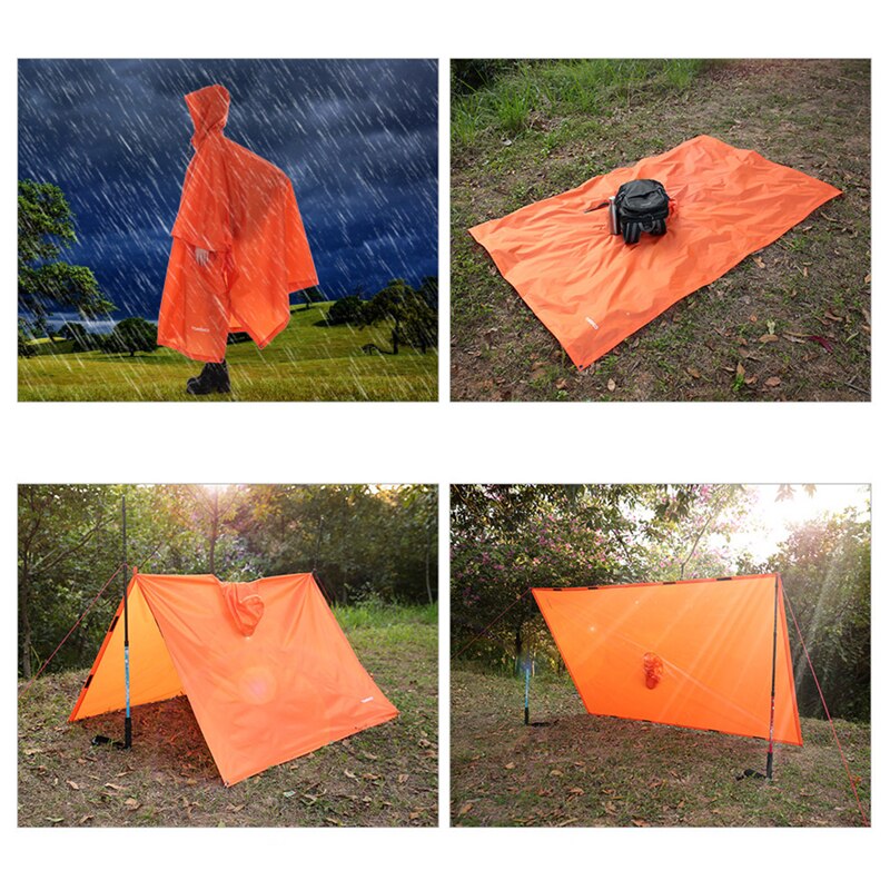 3 in 1 multifunktions voksen regnfrakke mandlig kvindelig udendørs rygsæk regntæppe til camping vandring regntøj vandtæt poncho