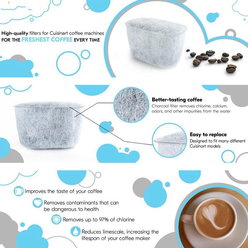 12 Pack Holzkohle Wasser Filter für Cuisinart-Entfernt Chlor, Gerüche Von Wasser für Cuisinart Kaffee Maschinen