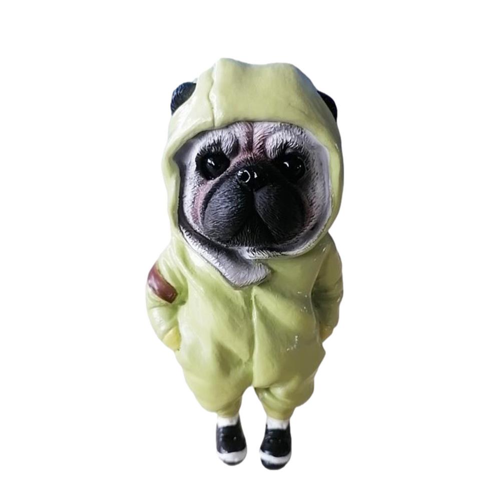 Standing Puppy Resin Doll Fashionable Dog Resin Doll Tiny Puppy Sculpture Ornaments For Christmas Decoration Home Adornments Sp: Green