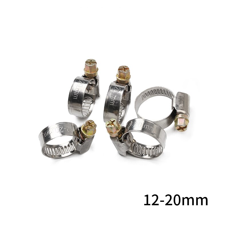 5Pcs/set Pipe Clamps Stainless Steel Hose Clips Fuel Hose Pipe Clamps Metal Fastener Soldering Assortment Kit Anti-oxidation