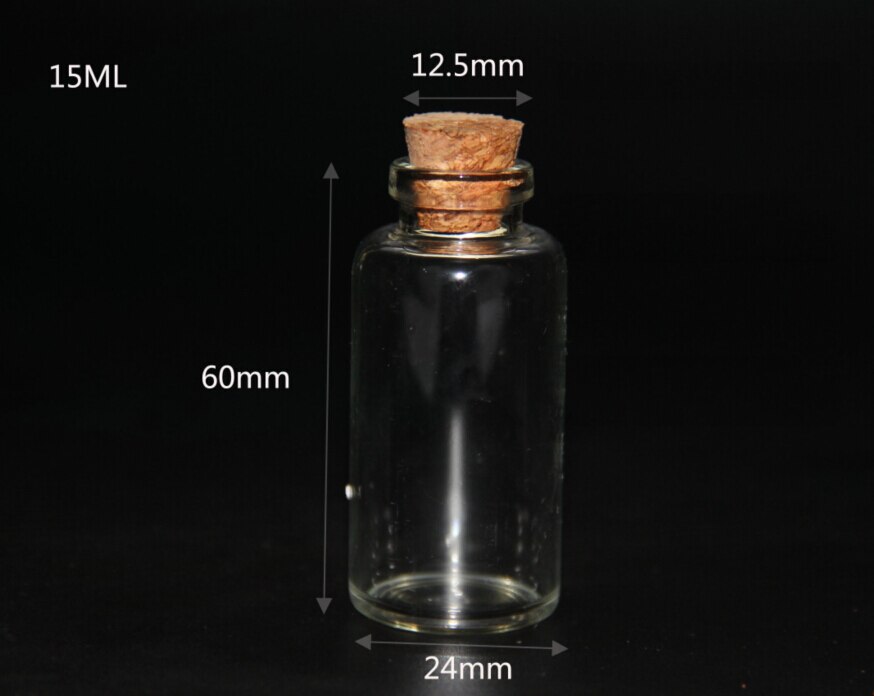 3 st 12/15/20/23/25/30/35/50/60/80/110ml glasflaskor med kork hantverk flaskor burkar bröllop tomma burkar behållare flaskor: 24 x 60mm 15ml