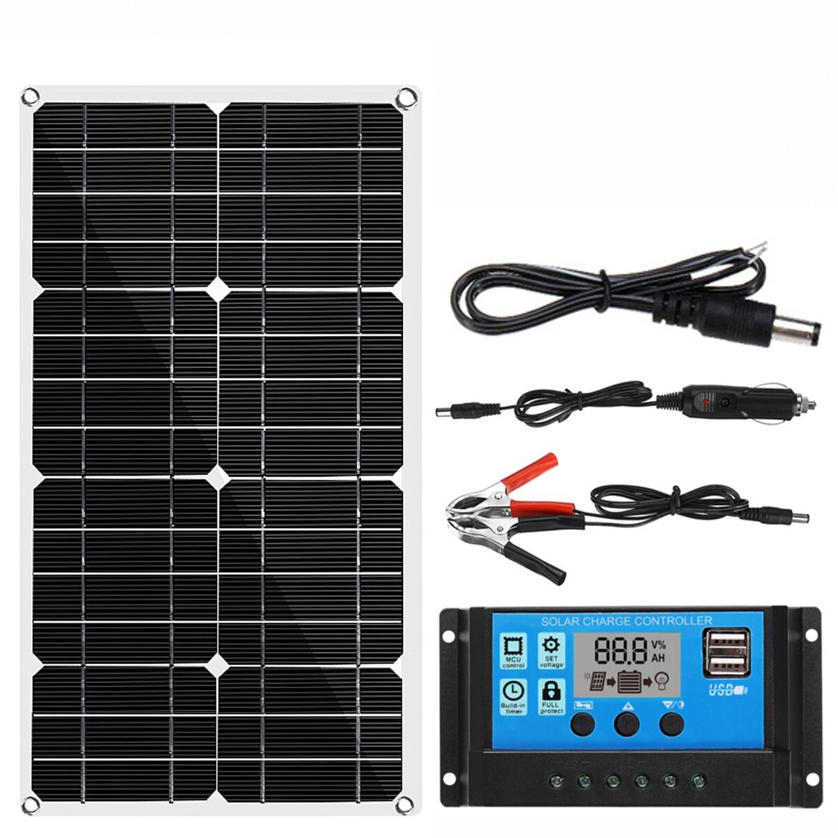 300w solpanel dobbelt usb 18v/5v+10/20/30/40a solcelle regulator controller ect til udendørs campingbil båd solbatteri: Kun solpanel
