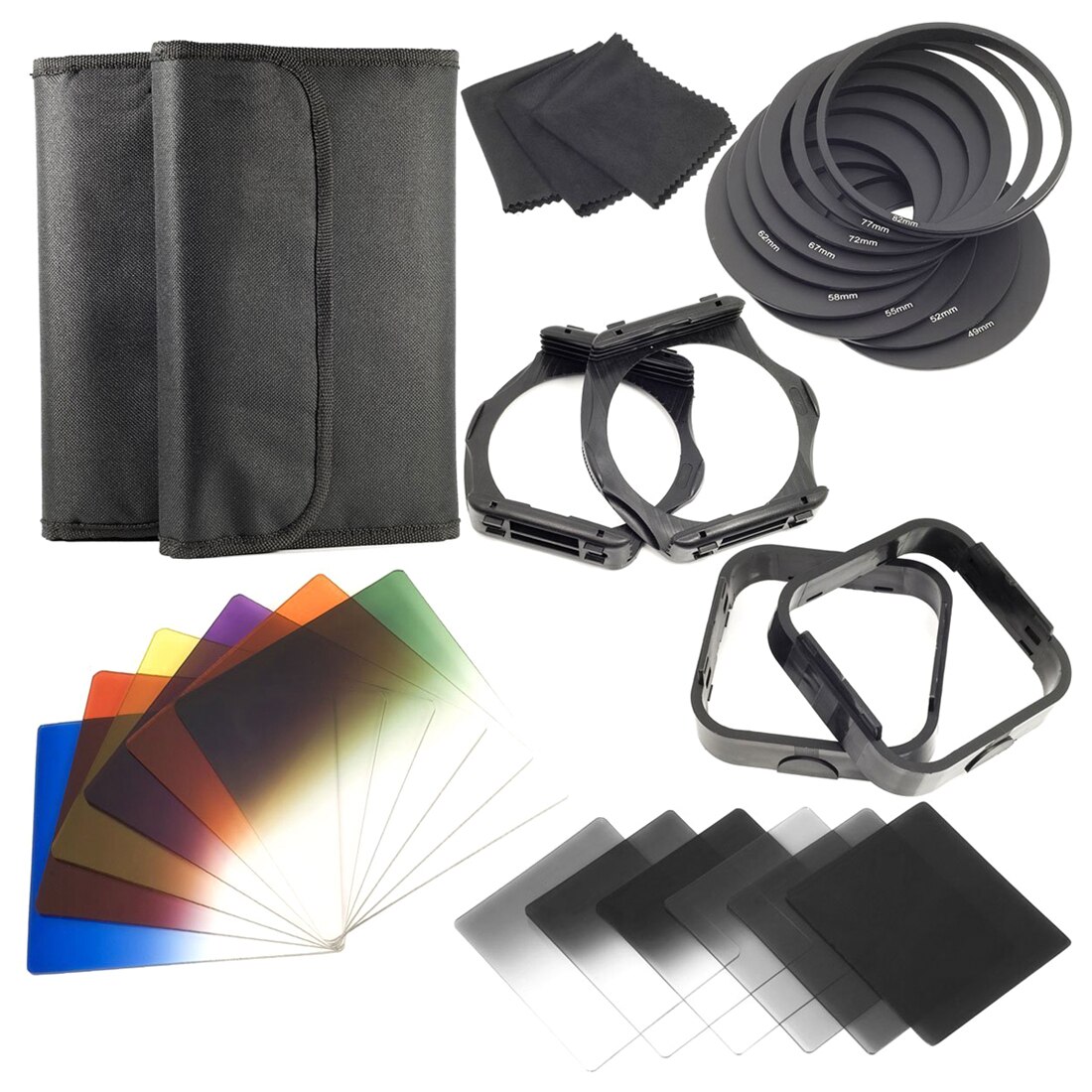 1 set Filters + Ring Adapter VOOR cokin p-serie LF142, 6pcs ND Filters + 6pcs Geleidelijke Kleur Filter + 9pcs Ring Adapter