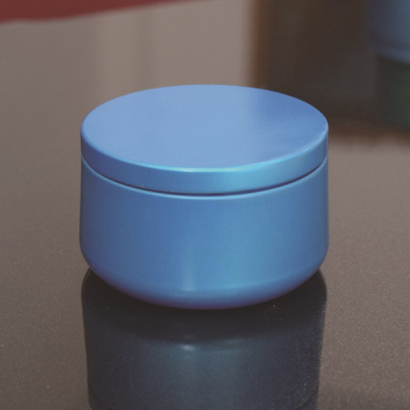 Tarros de lujo para velas con tapa de patrón de madera, contenedor redondo a granel, latas vacías, caja de almacenamiento de dulces, bote de cosméticos, negro y dorado, 6oz: blue