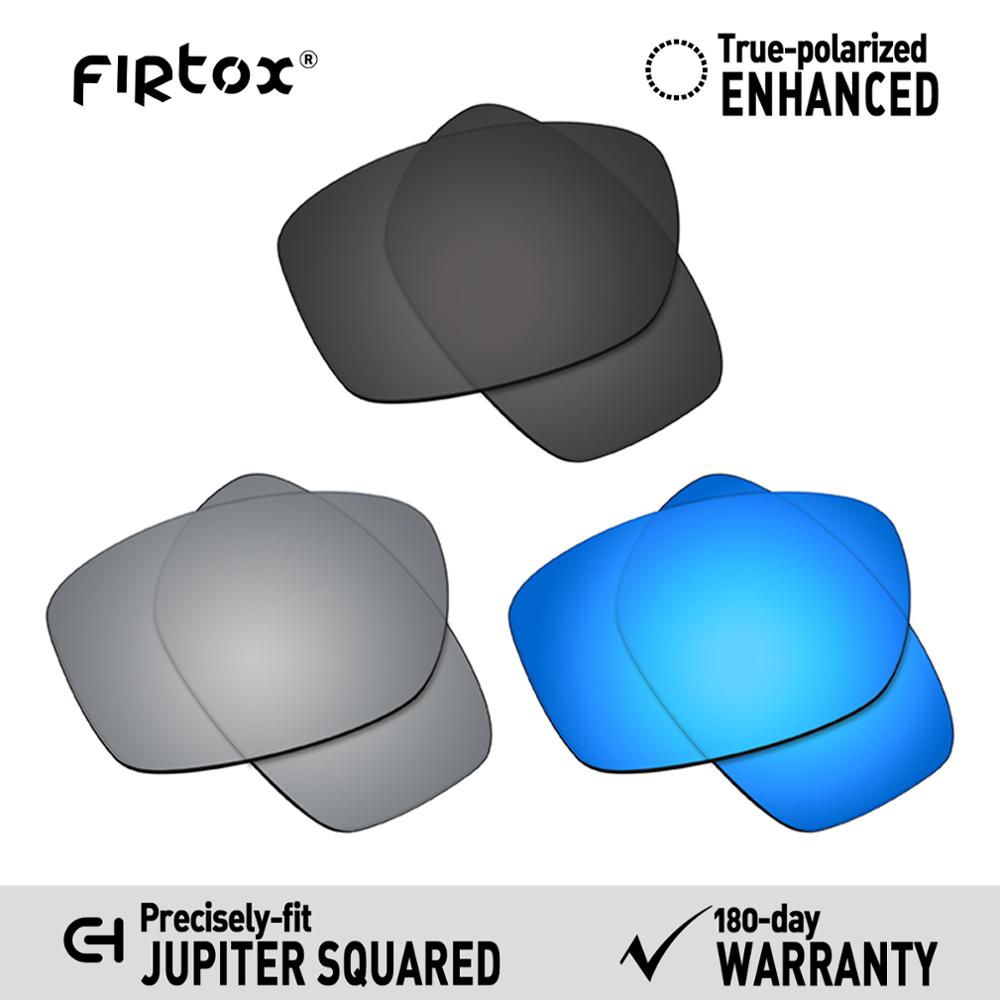 Firtox cierto UV400 lentes polarizadas de reemplazo para Oakley Jupiter cuadrado OO9135 gafas de sol (compatible solo lentes)-Varios: Black-Silver-Blue