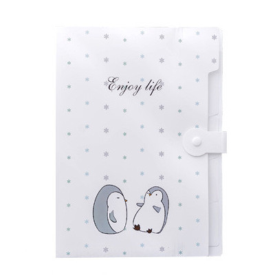 Cute Cartoon A4 File Folders 5 Pockets Office Expanding File Folders Document Organizer Button Closure Office School Supplies: white