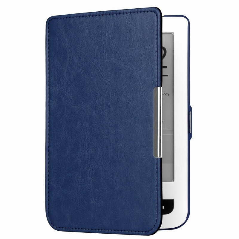 1pc PU leather cover beschermhoes voor pocketbook touch lux 3 Ruby Rood voor pocketbook 614 plus 615/ 624/625/626 ereader: dark blue