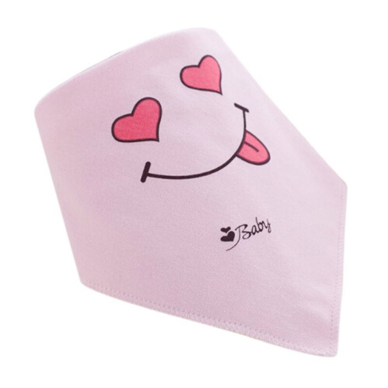 Double-dark Buttoned Organic Cotton Baby Waterproof Saliva Towel Bibs Feeding Lunch Bandana Cute Smiley Face Bibs: pink