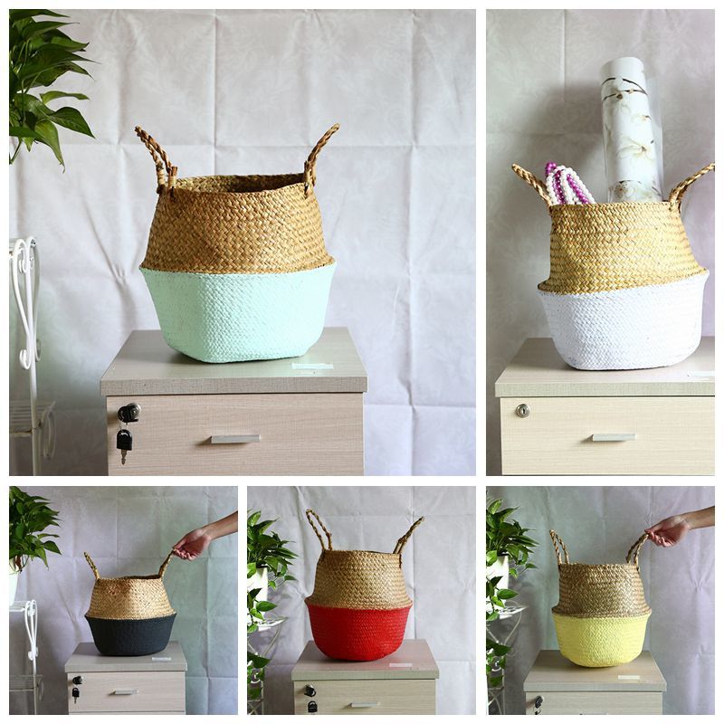 WHISM Pliable Vannerie De Stockage Panier Suspendu Décoratif Paniers Jardin Pot De Fleur Rotin Planteur Herbiers Panier À Linge