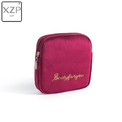 XZP Girls Diaper Sanitary Napkin Storage Bag Velvet Sanitary Pads Package Bags Coin Purse Jewelry Organizer Earphone Pouch Case: Burgundy