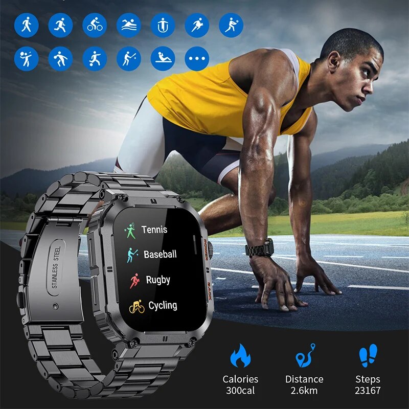 LIGE-Reloj inteligente deportivo para Hombre, accesorio de pulsera resistente al agua con pantalla de 1,96 pulgadas, Bluetooth, llamadas, oxígeno en sangre, ideal para deportes al aire libre