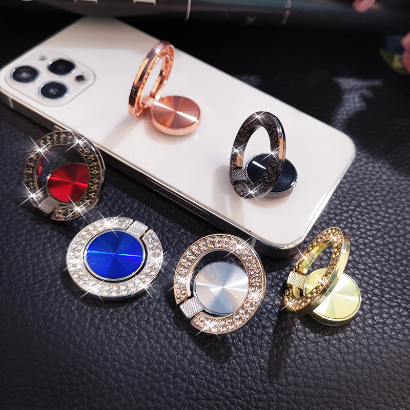 Crystal Ronde Telefoon Vinger Ring Houder Voor Iphone Redmi Samsung Draad Metalen Grip Rotatie Mobiel Stand Beugel