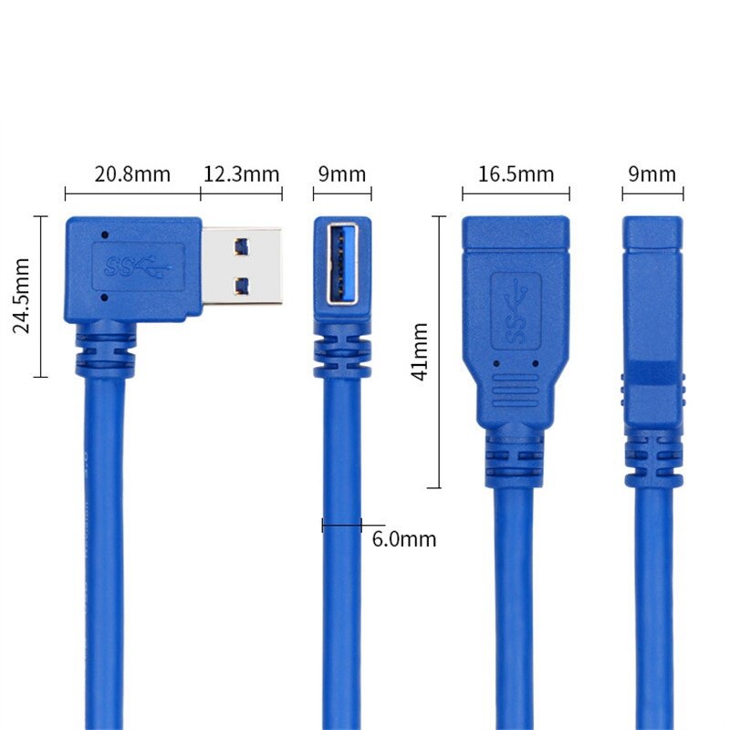 USB3. 0 Verlengkabel Rechter Elleboog USB90 Graden Datakabel Usb-kabel Man-vrouw Adapter Kabel 0.3M
