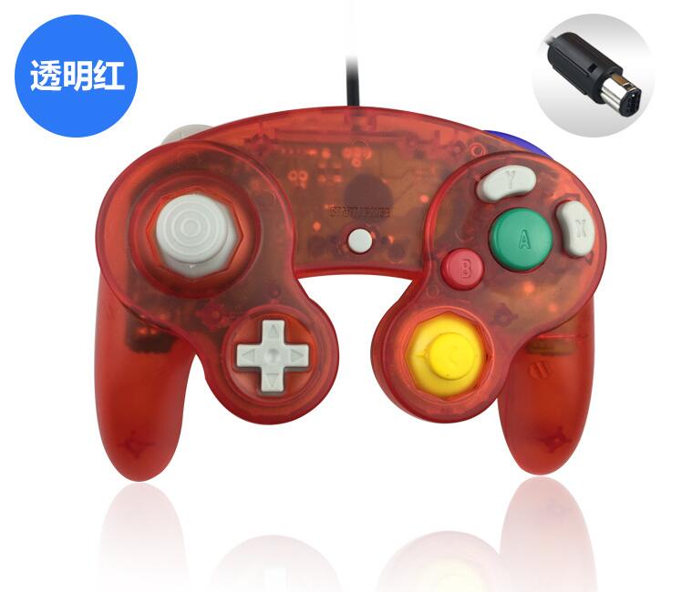 Transparente farbe für ngc gamepad ein-tasten-kabel-gamecontroller-joystick für g-amec-ube für gc: Transparent rot