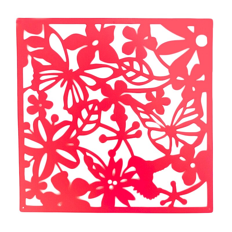 Écran suspendu creux 40*40cm, diviseur de pièce, décoration de maison, autocollants muraux, rideau creux, séparation papillon fleur: Red