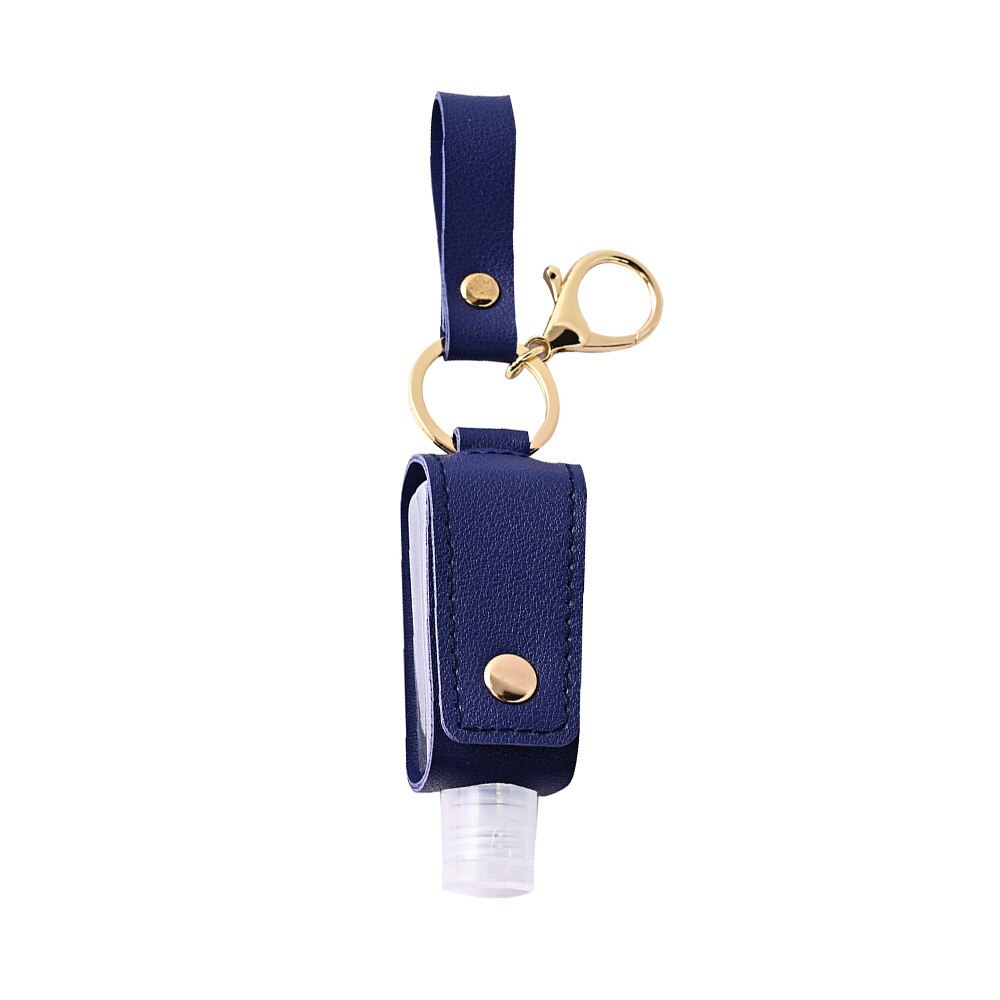 Porte-clés de Gel hydroalcoolique 30ml, étui de désinfectant pour les mains, Mini bouteilles de Gel hydroalcoolique Portable, étui en cuir, porte-clés de santé: dark blue