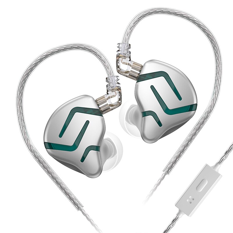 KZ ZES-auriculares con cable, tecnología híbrida electrostática + dinámica, auriculares de música de graves de Metal con micrófono, Auriculares deportivos: ZES Green With MIC