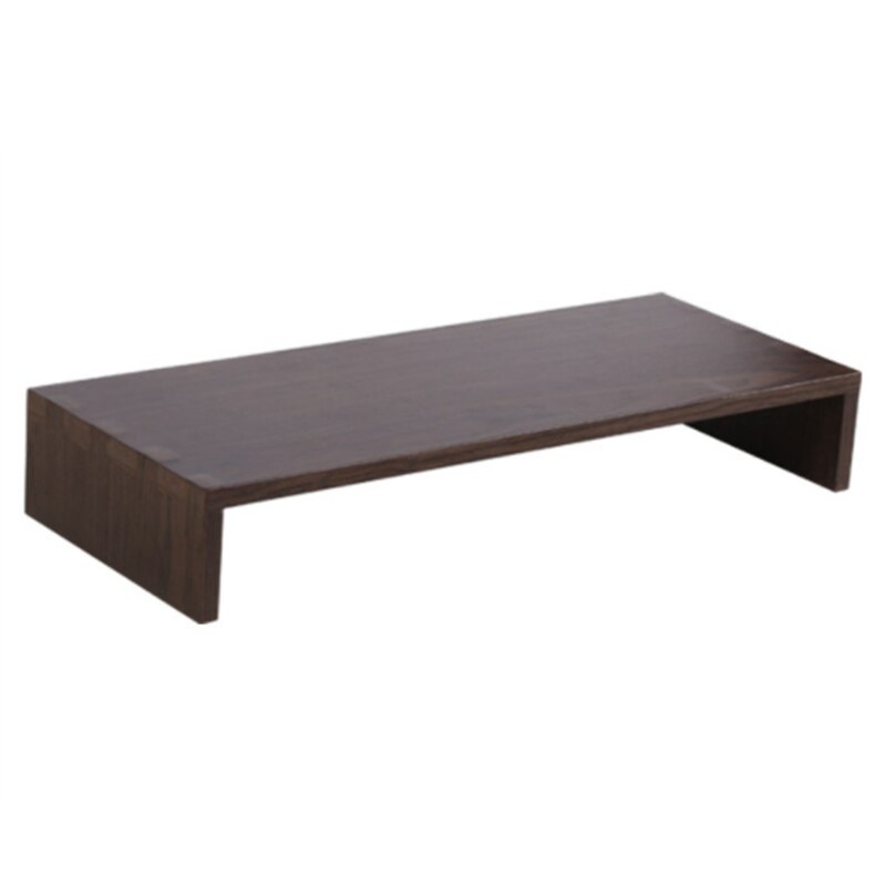 Multifunctionele houten desktop monitorstandaard, computerschermverhoger, houten plankplint, sterke laptopstandaard, bureauhouder, notebook, tv: Zwart