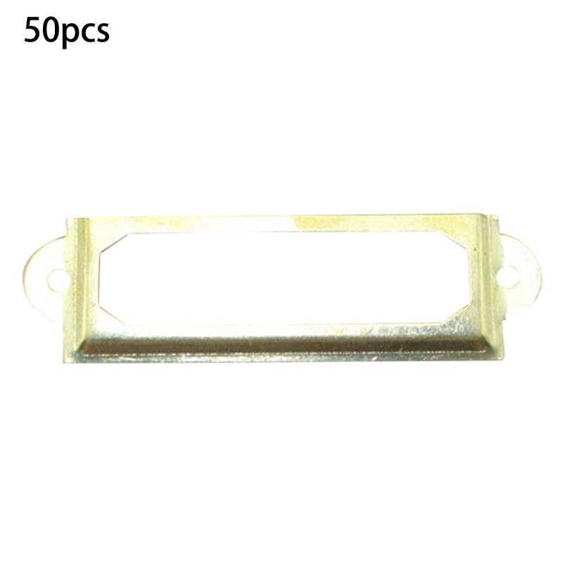 50 Pack Office Library File Drawer Cabinet Card Tag Label Holder Metal Frame