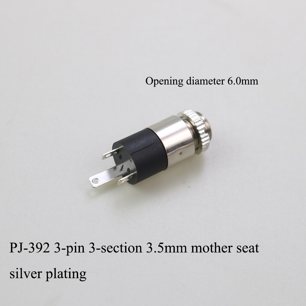 PJ-serie 3,5 mm stereo vrouwelijke aansluiting met schroef 3,5 audio hoofdtelefoonaansluiting 3P verticale dubbelkanaalsconnector 392 399 3640: Donkergrijs