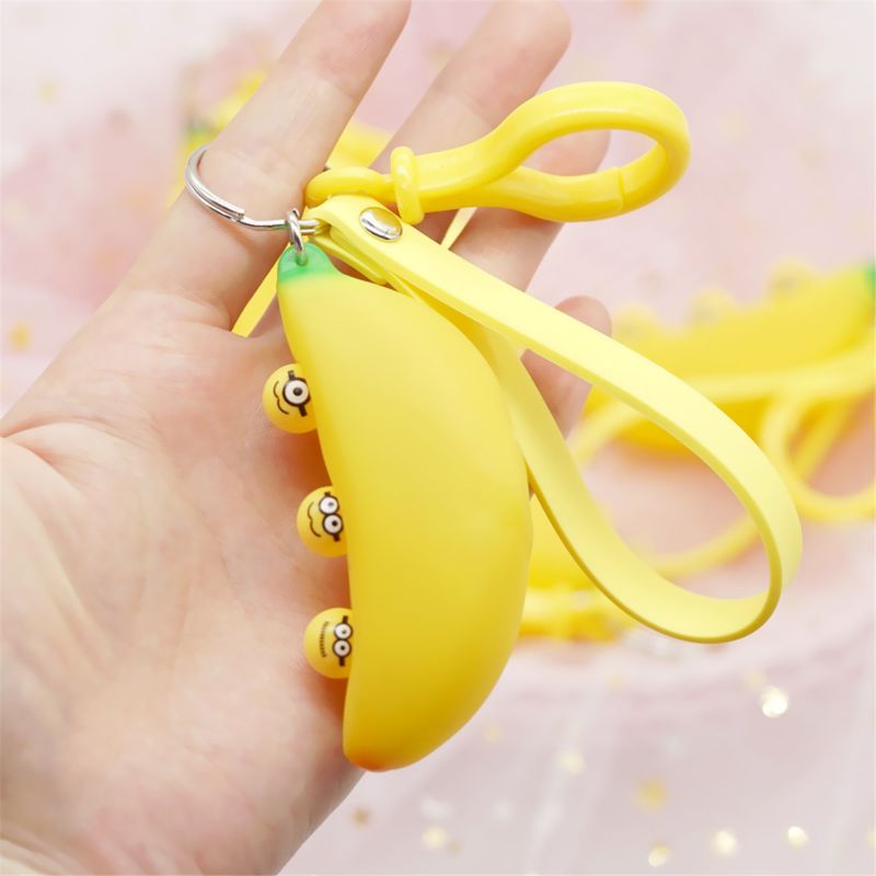 1Pc Grappige Pop Het Banana Sleutelhanger Hanger Squeeze Toy Stress Relief Fidgets Novelty Gag Kid Speelgoed