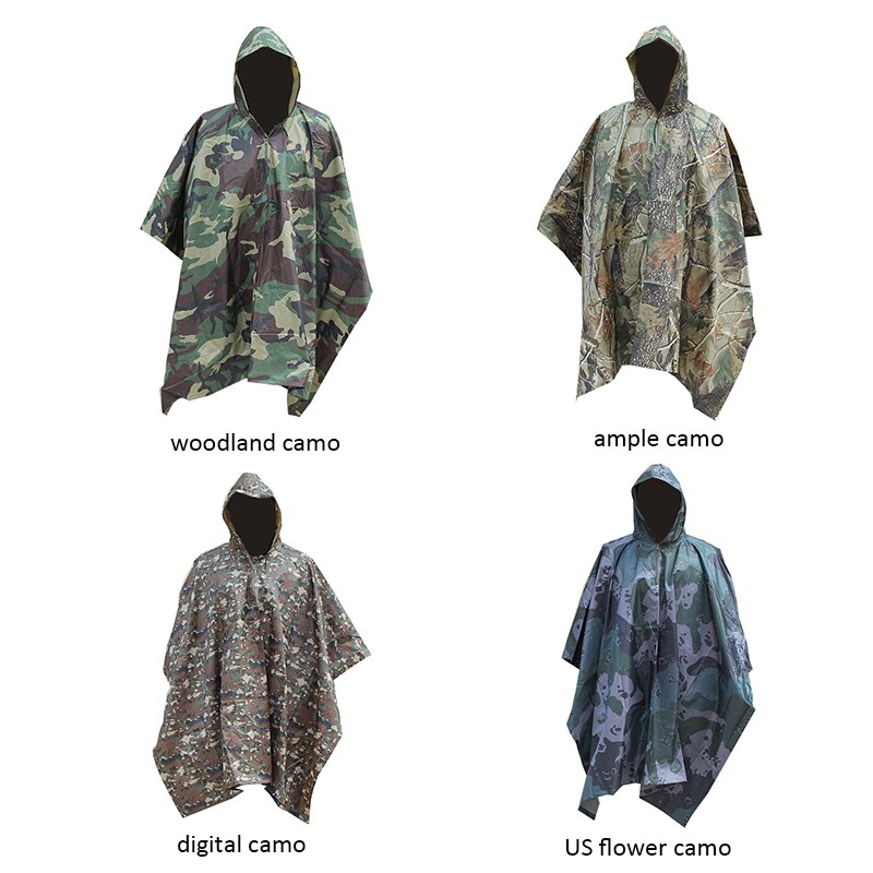3 in 1 vandtæt regnfrakke uigennemtrængelig camo hætte regndæksel cykling cykel regntøj poncho kvinder markise telt picnic måtte