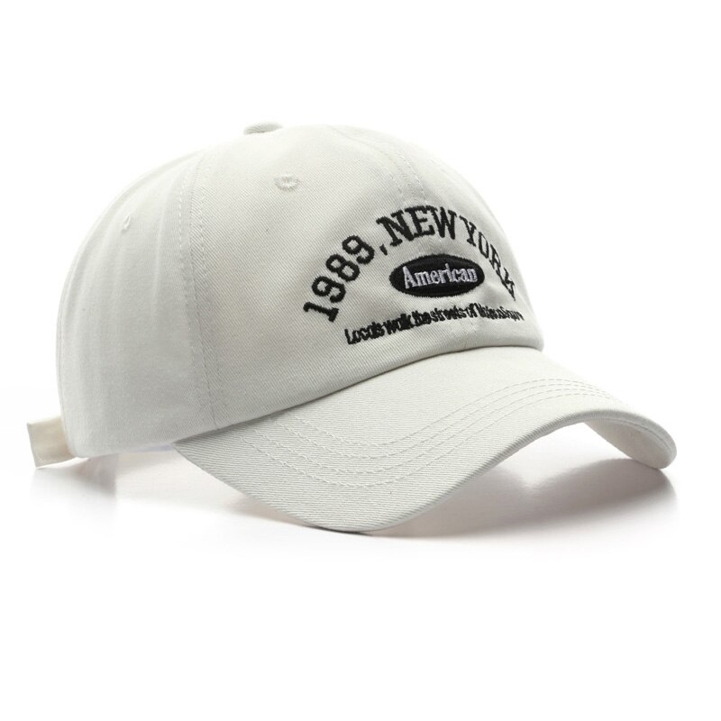 Borduren York Baseball Hoeden Gewassen Katoen Cap Voor Mannen Vrouwen Gorras Snapback Zon Caps Zomer Unisex Casual Vader hoed: white