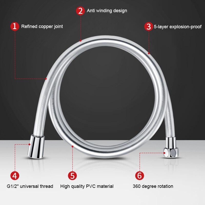 Tubo flessibile universale per doccia in PVC soffione flessibile tubo di collegamento 1.5/2.0 metri tubo flessibile idraulico per bagno scaldabagno