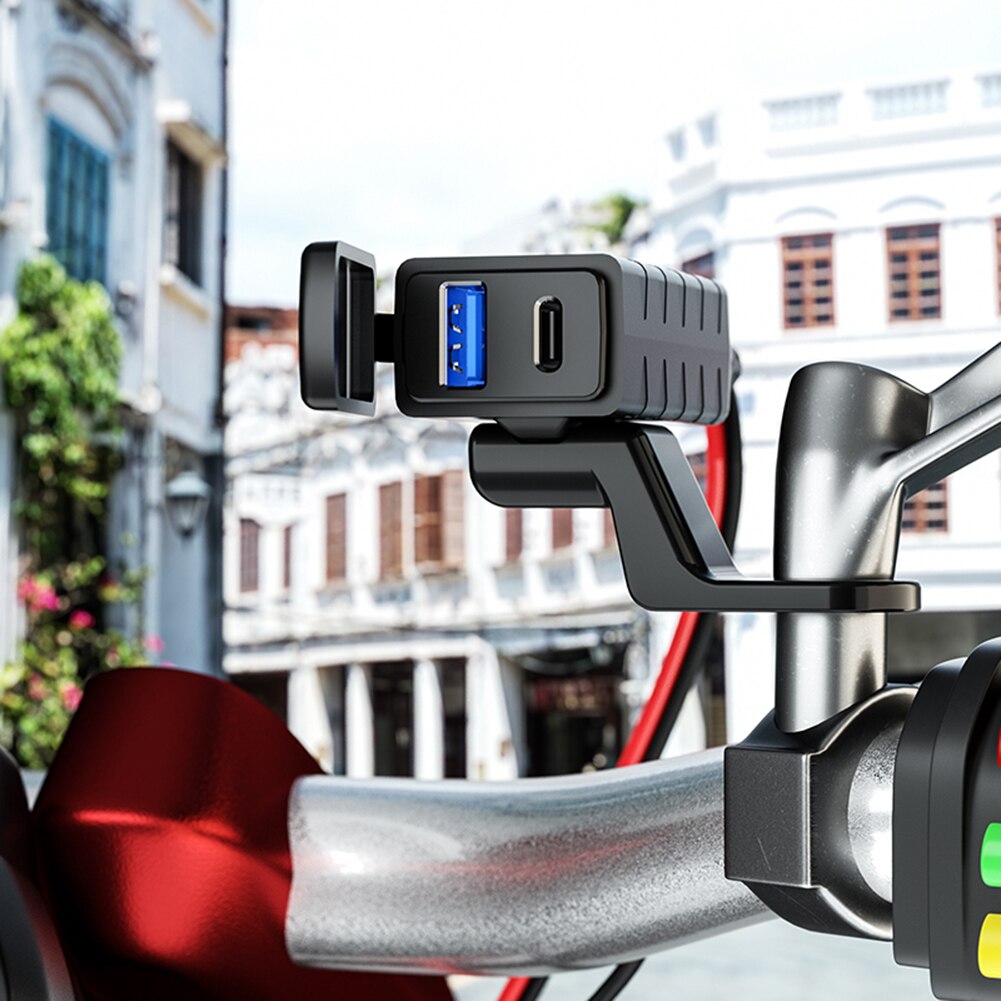 4.8A 2port USB Motorcycle Charger 12V SAE to USB Waterproof Fast Charging Adapter with On/Off Switch for Mobile Phone GPS