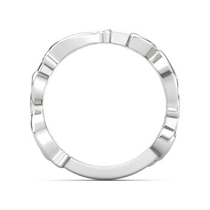 FDLK Delicate Dames Bloem Rank Ring - Witte Kristal - Trouwring - Zinklegering & Koper