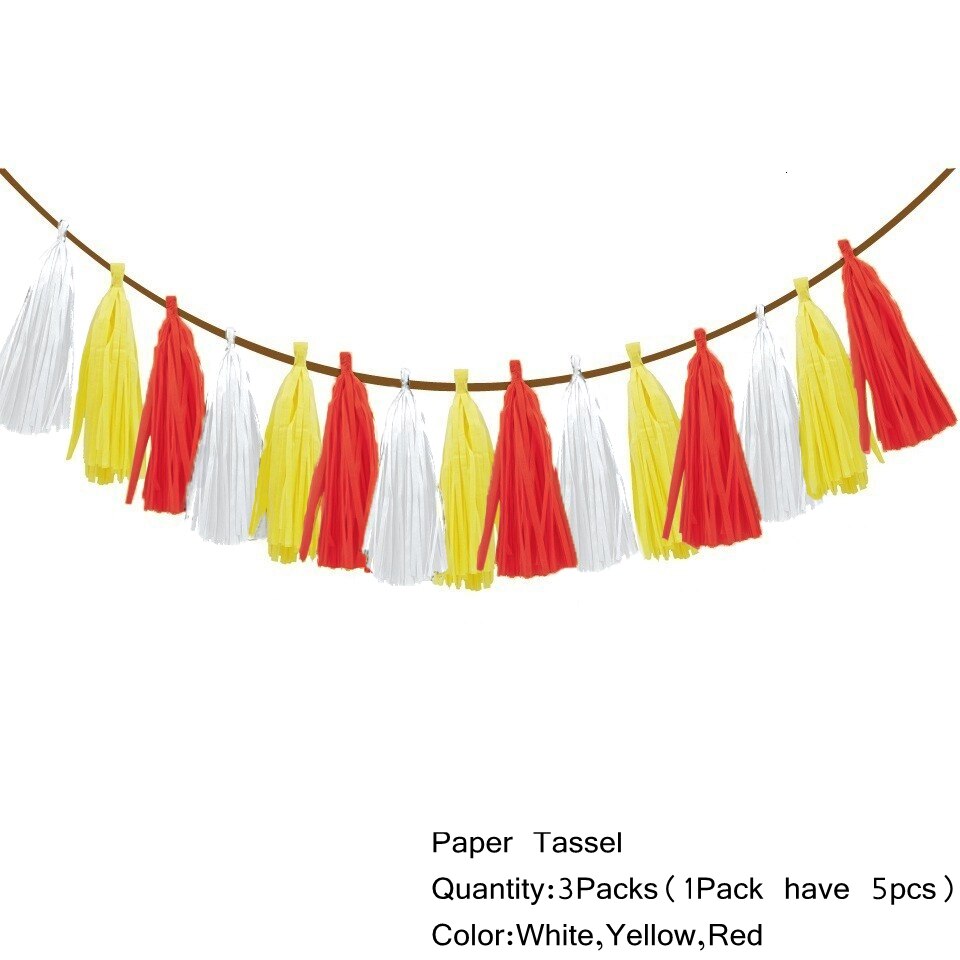 1 Set Firefighter Theme Decoration DIY Spiral Ornaments Fire truck Balloons Disposible Tableware Kids Birthday Party Supplies: 3Packs Paper Tassel