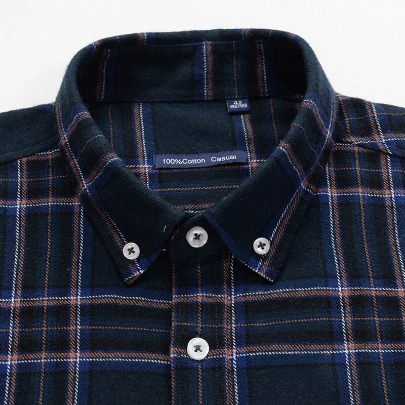 Plus size 5xl 6xl 7xl 8xl 9xl 10xl mænds casual mærke plaid skjorte 100%  bomuld business patch løse flannel skjorter herre