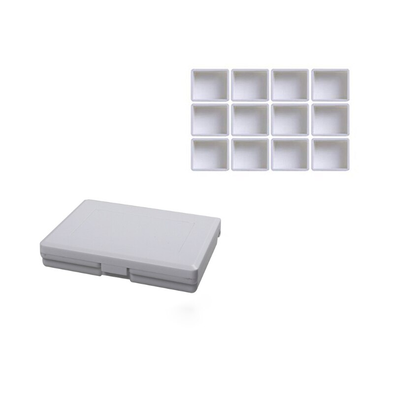 LX0B Paint Pallet Empty Watercolor Art Palette Cup Brush Oil Paint Mixing Tray Folding Airtight 12/24 Wells Box for Students: 12 cells