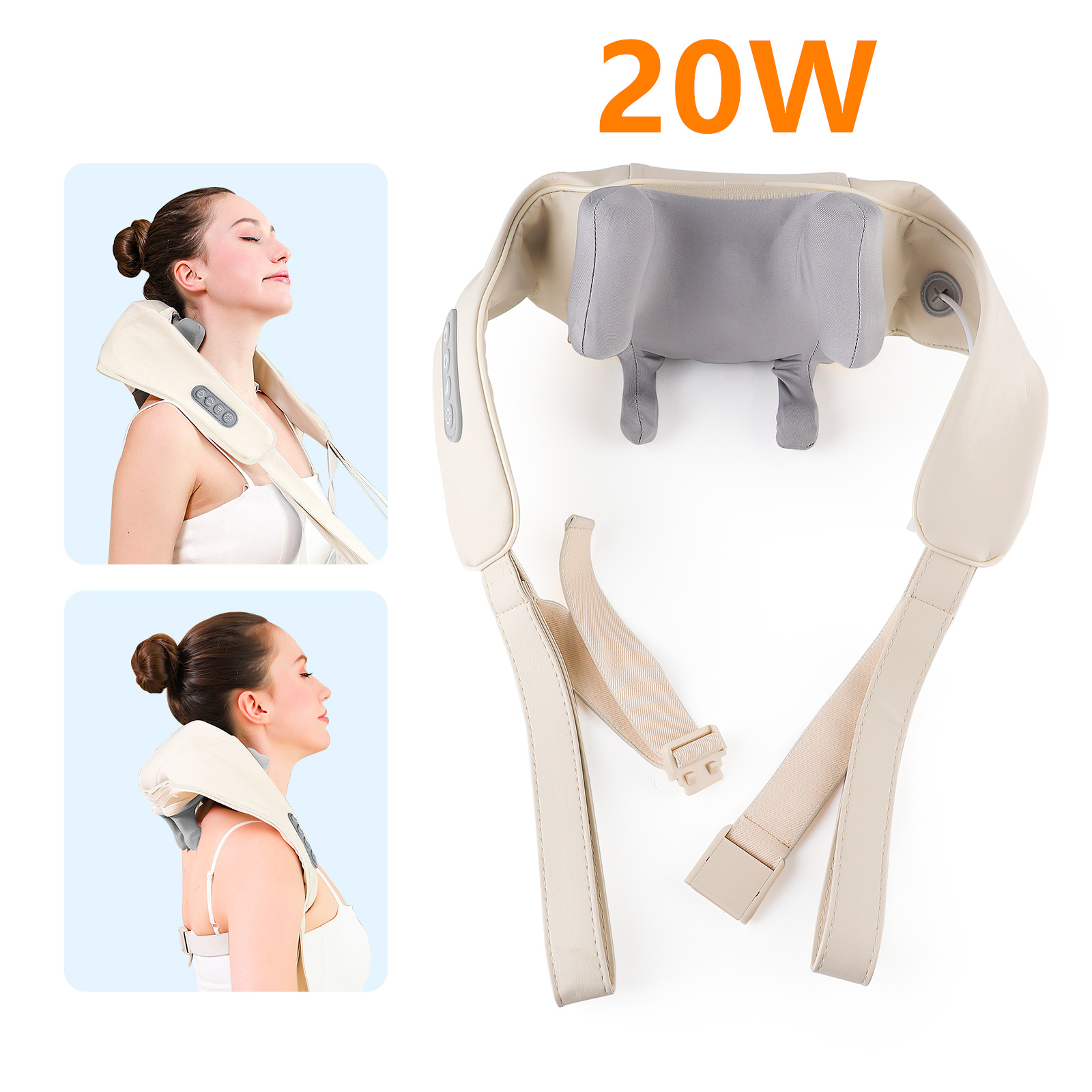 Foreverlily-masajeador inalámbrico para cuello y hombros, chal de masaje para amasar hombros y espalda, masajeador Cervical para cuello Trapezius, 26W: Castaño