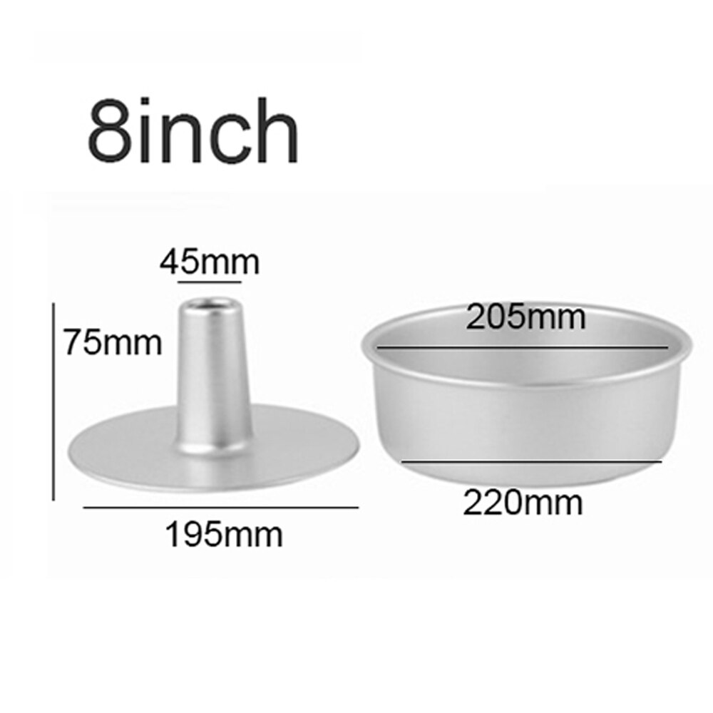round middle hole Alloy Chiffon Cake toast bread Pan Removable Bottom moddle Hollow Chimney Cake Mold DIY Baking Cake Tools: 8 inch