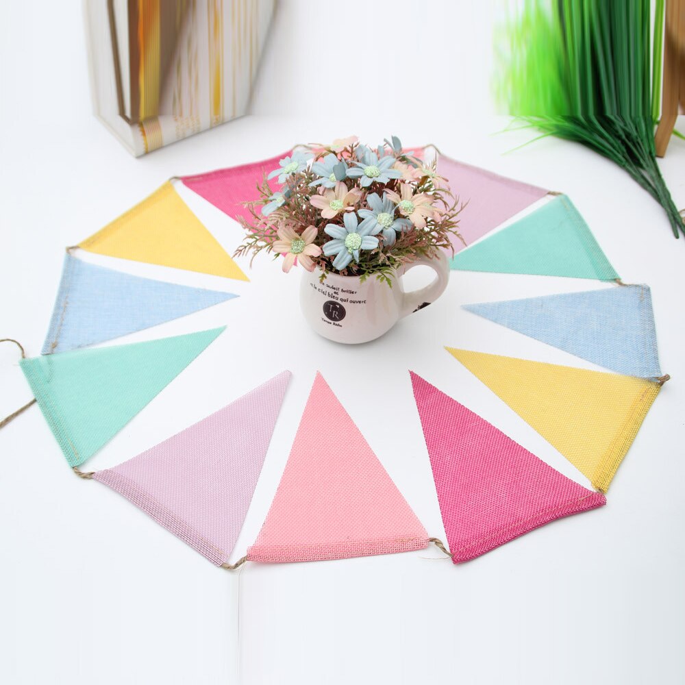 4m färgglada tyg tyg triangel flagga banderoll girland baby shower barn födelsedag diy bunting bröllop event fest dekoration tillbehör