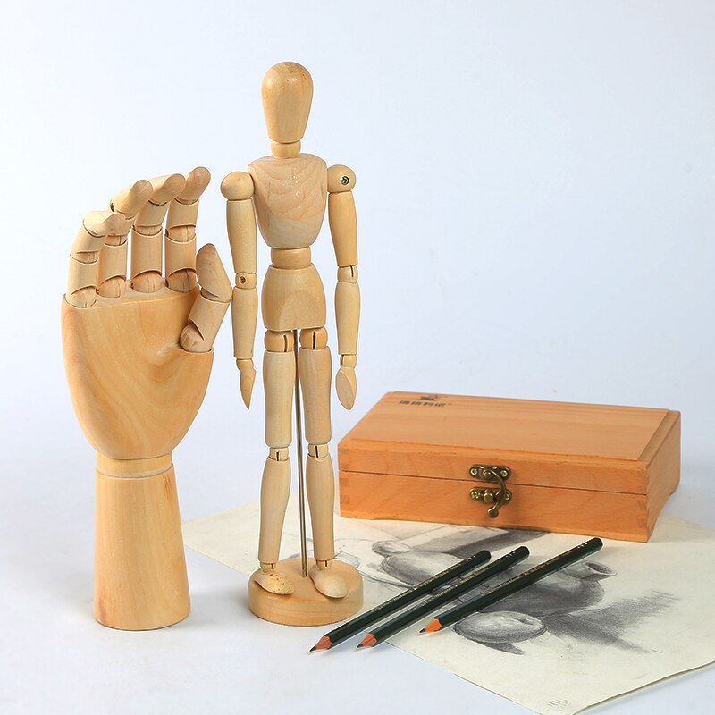 Holz Mannequin Hand Zeichnung Skizze Modell Puppe Mit Stand Beweglichen Gliedmaßen Menschliches Künstler Modell Hause Figuren Miniaturen Dekor