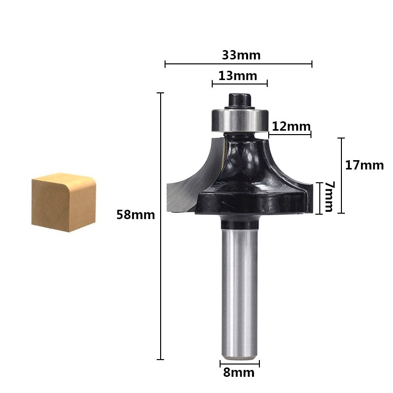 XCAN Corner Round Over Router Bit 8mm Shank Bearing Guide Carbide Milling Cutter Woodworking Tools End Mill