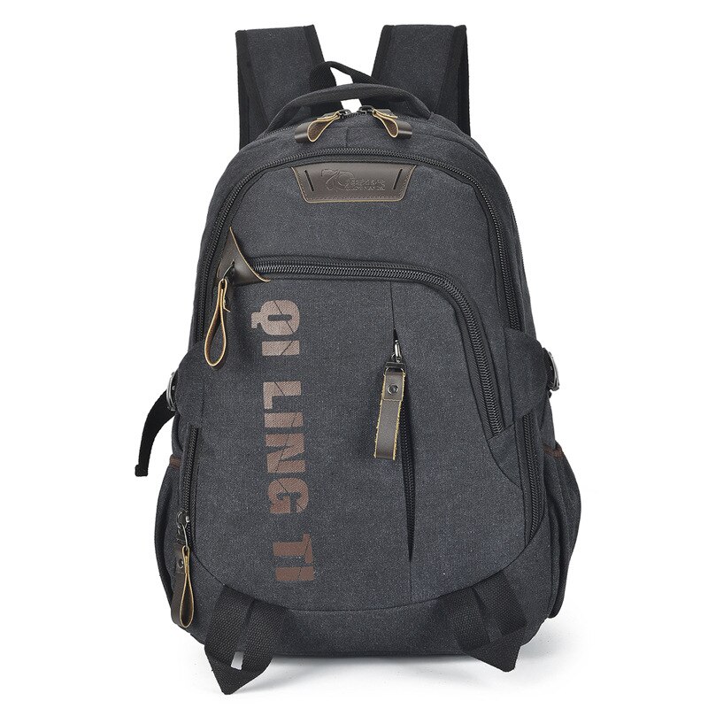 Chuwanglin rygsæk til mænds bærbare rygsæk lærred mandlige rygsække stor kapacitet skoletasker vintage rejsetaske  a7610: Sort 3