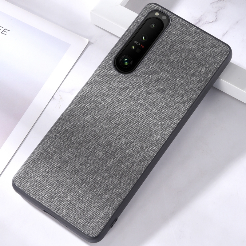 Cloth Fabric Pattern Case Coque For Sony Xperia 1 10 5 VI V IV III II Oleophobic Wool Plain Silicone Case Phone Back Cover Funda: PE / GRAY