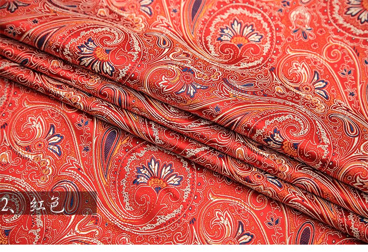 Amerikansk stil metallisk jacquard brokadestoff, silke nylon 3d jacquard stoff til frakkekjole bordduk dekorativt hjemmevev: Rød