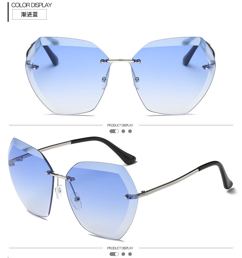 Vintage zonnebril met groot montuur, dames zonnebril zonder montuur, zonnebril met oceaanmotief, straatbrillen, oculos de sol, oculos de sol