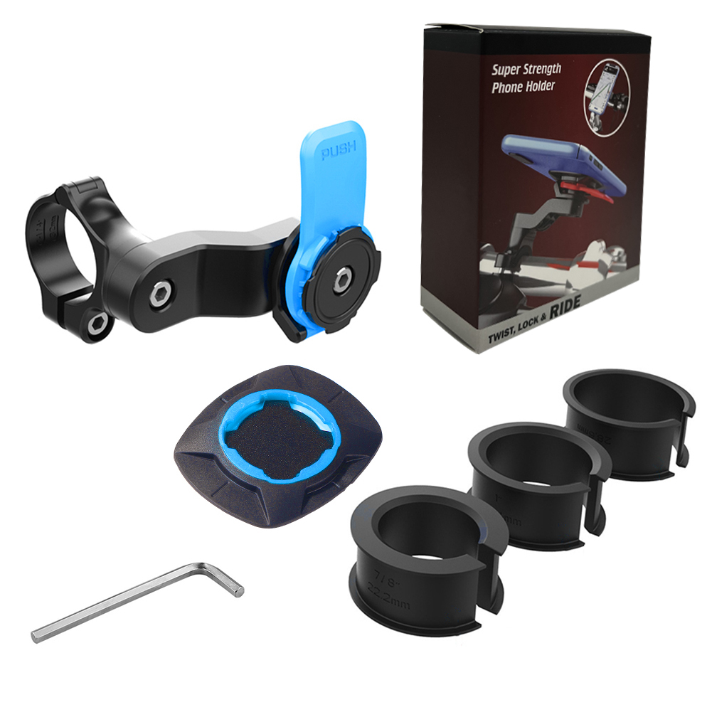 Quad Lock Motorcycle Bicycle Handlebar Navigation Support Shockproof Phone Bracket Vibration Damper Motorcycle Bike Phone Holder: black