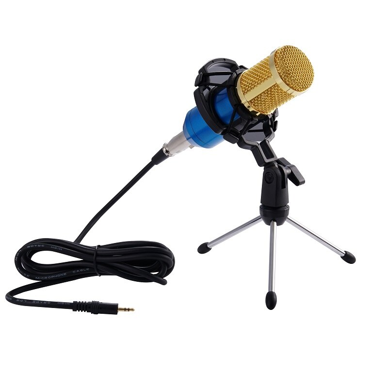 COOL DIER BM800 Condenser Microphone Mikrofon Condenser Sound Recording MIC With Shock Mount For Radio Braodcasting: Blue