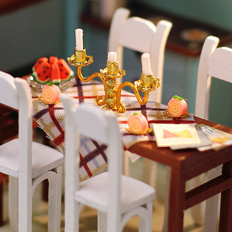 Diy Miniature Dollhouse Kit Handmade Model Wooden House Kitchen Roombox Birthday Christmas Kids Toys Doll House Furniture