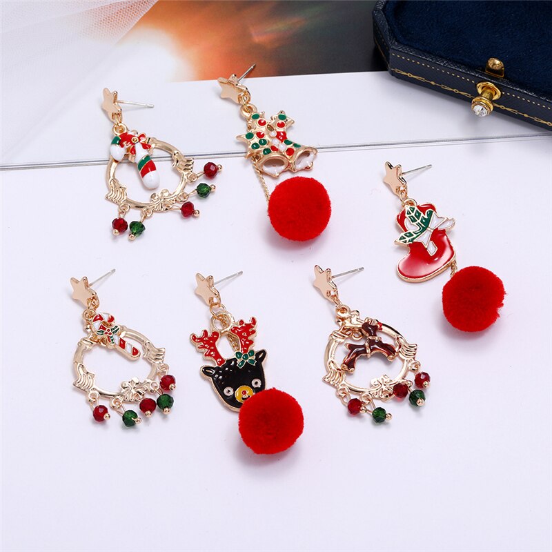 Kerst Collectie Asymmetrische Oorbellen Mascotte Fashionhair Bal Pentagram Hanger Oorbellen Eardrop Accessoires
