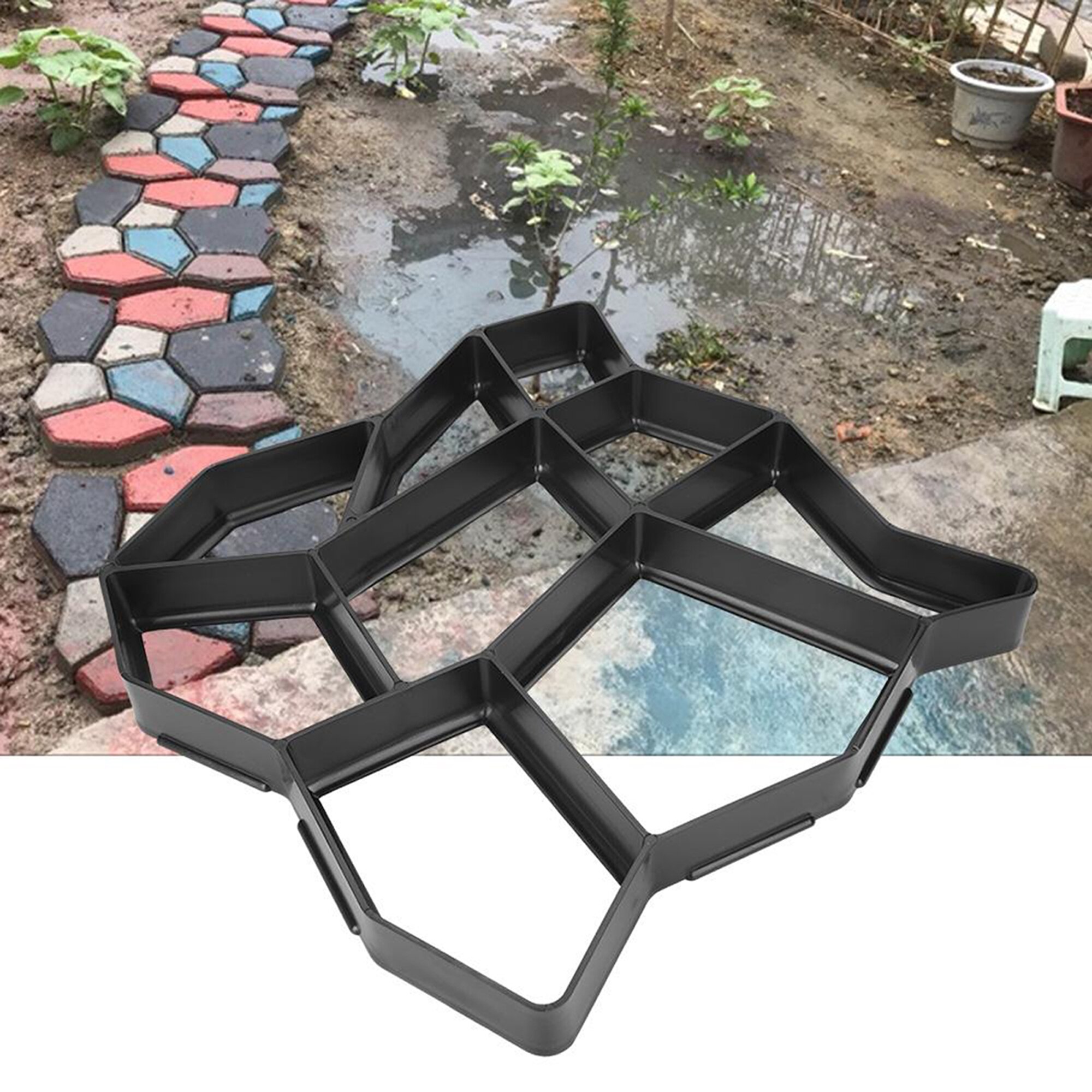 Walk Maker Concrete Molds DIY Paving Pavement Stepping Stone Molds for Lawn Yard Garden: Default Title