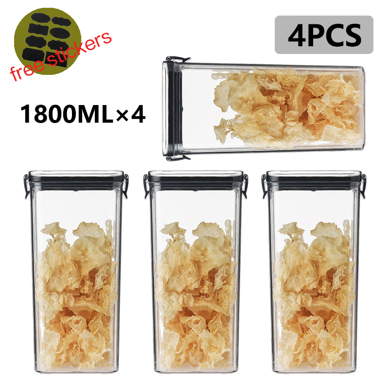 Stackable Kitchen Sealed Jar, Plastic Food Storage Box, Multigrain Tank Bottle, Dried Fruit Tea Containers, 460-1800ml Sets: WHITE